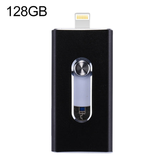 RQW-02 3 in 1 USB 2.0 & 8 Pin & Micro USB 128GB Flash Drive(Black) - U Disk & Card Reader by buy2fix | Online Shopping UK | buy2fix