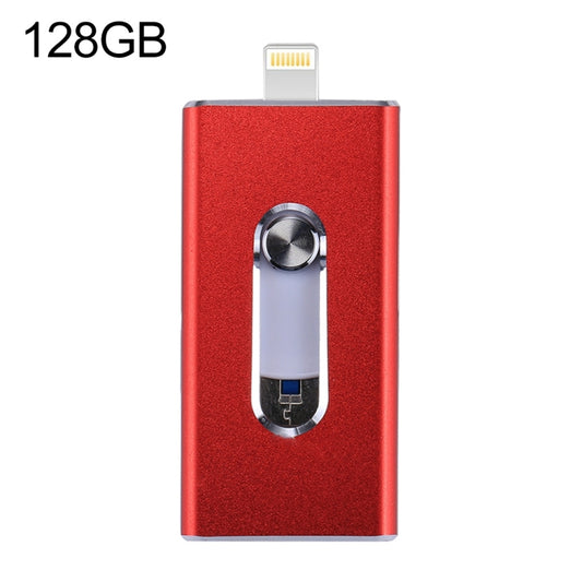 RQW-02 3 in 1 USB 2.0 & 8 Pin & Micro USB 128GB Flash Drive(Red) - U Disk & Card Reader by buy2fix | Online Shopping UK | buy2fix