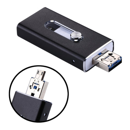 RQW-02 3 in 1 USB 2.0 & 8 Pin & Micro USB 16GB Flash Drive(Black) - U Disk & Card Reader by buy2fix | Online Shopping UK | buy2fix