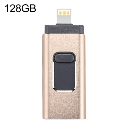 easyflash RQW-01B 3 in 1 USB 2.0 & 8 Pin & Micro USB 128GB Flash Drive(Gold) - U Disk & Card Reader by buy2fix | Online Shopping UK | buy2fix