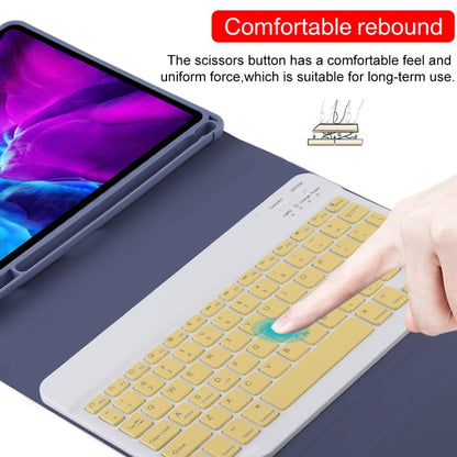 TG11B Detachable Bluetooth Yellow Keyboard + Microfiber Leather Tablet Case for iPad Pro 11 inch (2020), with Pen Slot & Holder (Purple) - For iPad Pro by buy2fix | Online Shopping UK | buy2fix