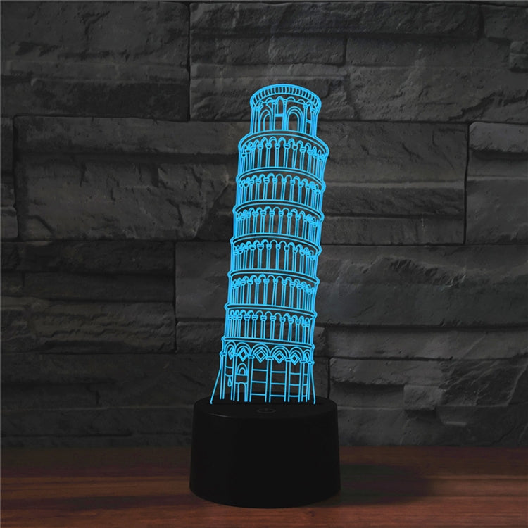 Paris Leaning Tower Shape 3D Colorful LED Vision Light Table Lamp, USB Touch Version - Novelty Lighting by buy2fix | Online Shopping UK | buy2fix