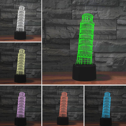 Paris Leaning Tower Shape 3D Colorful LED Vision Light Table Lamp, Crack Remote Control Version - Novelty Lighting by buy2fix | Online Shopping UK | buy2fix