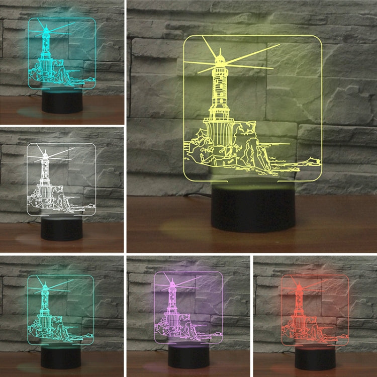 Lighthouse Shape 3D Colorful LED Vision Light Table Lamp, Crack Remote Control Version - Novelty Lighting by buy2fix | Online Shopping UK | buy2fix