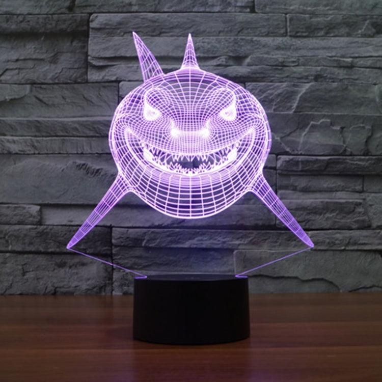 Positive Face Shark Style 3D Touch Switch Control LED Light , 7 Color Discoloration Creative Visual Stereo Lamp Desk Lamp Night Light - Novelty Lighting by buy2fix | Online Shopping UK | buy2fix