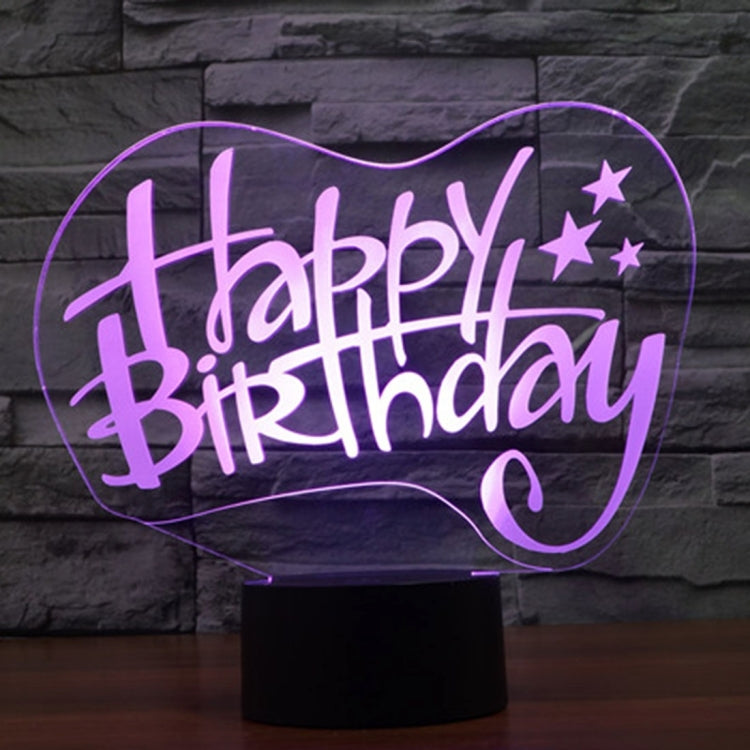 Happy Birthday Style 3D Touch Switch Control LED Light , 7 Color Discoloration Creative Visual Stereo Lamp Desk Lamp Night Light - Novelty Lighting by buy2fix | Online Shopping UK | buy2fix