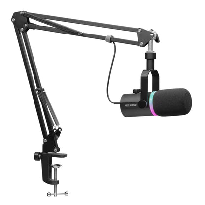 FEELWORLD PM1-AS XLR/USB Dynamic Microphone for Podcasting Recording Gaming Live Streaming with Boom Arm (Black) - Microphone by FEELWORLD | Online Shopping UK | buy2fix