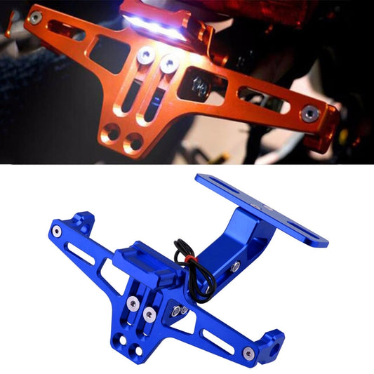 LPF013 Motorcycle Modification Accessories Universal Aircraft Shape Aluminum Alloy License Plate Bracket with LED Lights (Blue) - Others by buy2fix | Online Shopping UK | buy2fix