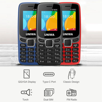 UNIWA E1805, 1.77 inch, SC6531E, 21 Keys, Support Bluetooth, Torch, FM, MP3, MP4, GSM, Dual SIM (Black) - UNIWA by UNIWA | Online Shopping UK | buy2fix