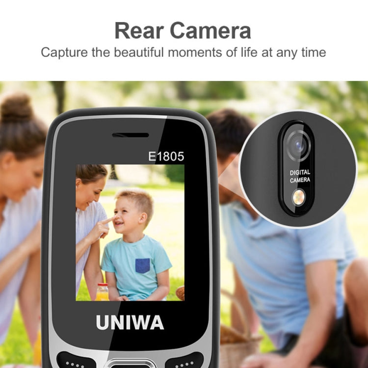 UNIWA E1805, 1.77 inch, SC6531E, 21 Keys, Support Bluetooth, Torch, FM, MP3, MP4, GSM, Dual SIM (Black) - UNIWA by UNIWA | Online Shopping UK | buy2fix