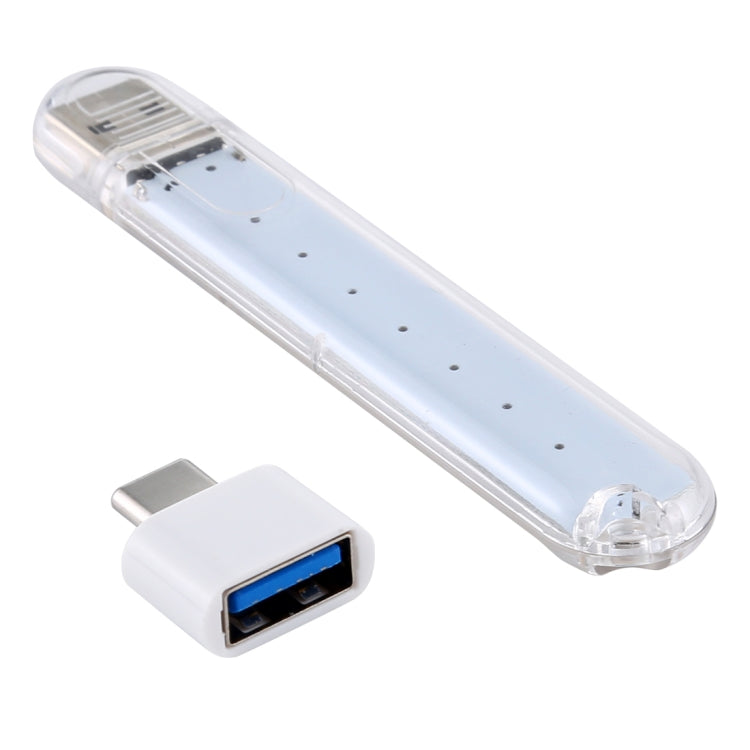 8LEDs 5V 200LM USB LED Book Light Portable Night Light, with Type-C Adapter(Warm White) - USB Light by buy2fix | Online Shopping UK | buy2fix