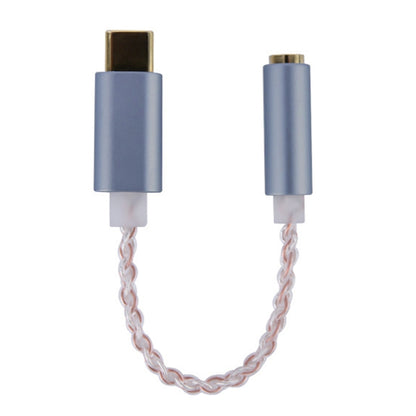 TA12-R2 USB-C / Type-C Male to 3.5mm Audio Female Single Crystal Copper Braid Earphone Adapter (Grey) - Type-C Adapter by buy2fix | Online Shopping UK | buy2fix