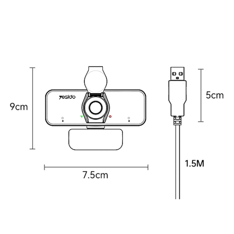 Yesido KM13 1080P 2.0MP USB Webcam, Cable Length 1.5m - HD Camera by Yesido | Online Shopping UK | buy2fix