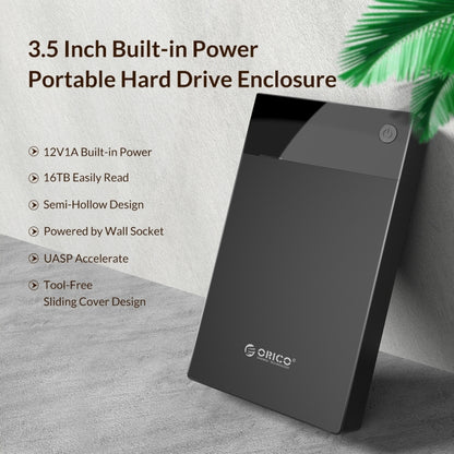 ORICO 3599U3 2.5 / 3.5 inch Portable USB3.0 Hard-Drive Enclosure, US Plug (Black) - HDD Enclosure by ORICO | Online Shopping UK | buy2fix