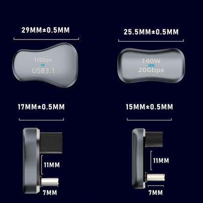 140W 20Gbps USB-C / Type-C Male to USB Female U-shaped Elbow Charging Adapter - Cable & Adapters by buy2fix | Online Shopping UK | buy2fix