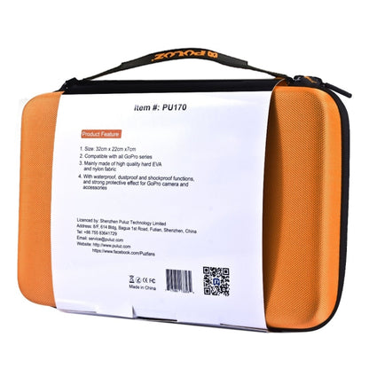 PULUZ Waterproof Carrying and Travel Case for for GoPro, Insta360, DJI and Other Action Cameras Accessories, Large Size: 32cm x 22cm x 7cm(Orange) - Carry Cases by PULUZ | Online Shopping UK | buy2fix