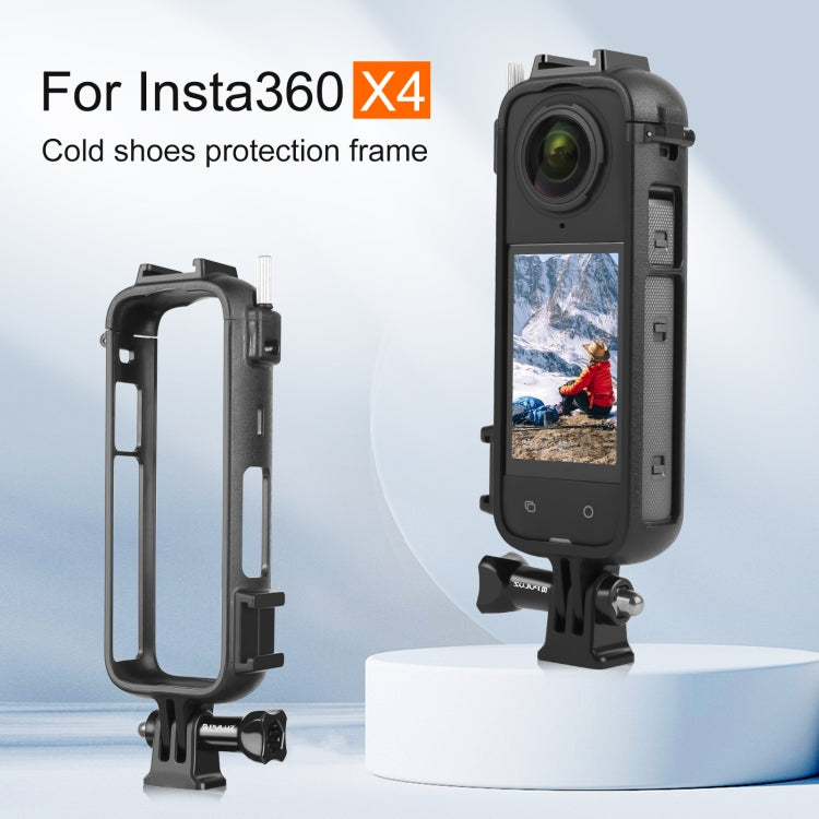 For Insta360 X4 PULUZ Cold Shoe PC Plastic Protective Frame with Adapter Mount & Screw (Black) - Mount & Holder by PULUZ | Online Shopping UK | buy2fix