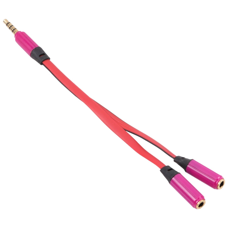 Noodle Style Aux Audio Cable 3.5mm Male to 2 x Female Splitter Connector, Compatible with Phones, Tablets, Headphones, MP3 Player, Car/Home Stereo & More(Magenta) - Cable & Splitter by buy2fix | Online Shopping UK | buy2fix