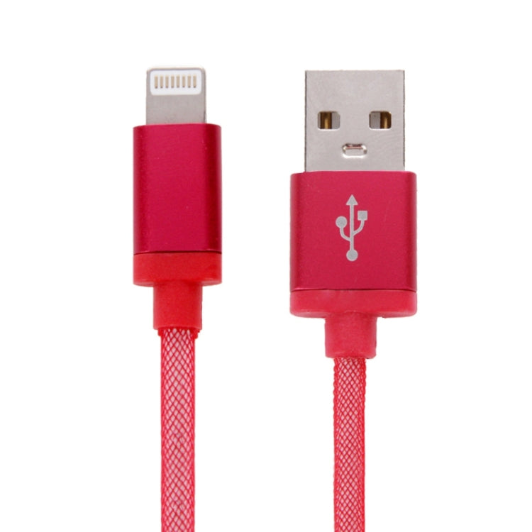 Net Style Metal Head USB to 8 Pin Data / Charger Cable, Cable Length: 25cm(Red) - Normal Style Cable by buy2fix | Online Shopping UK | buy2fix