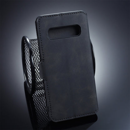 DG.MING Retro Oil Side Horizontal Flip Case for Galaxy S10, with Holder & Card Slots & Wallet (Black) - Galaxy Phone Cases by DG.MING | Online Shopping UK | buy2fix