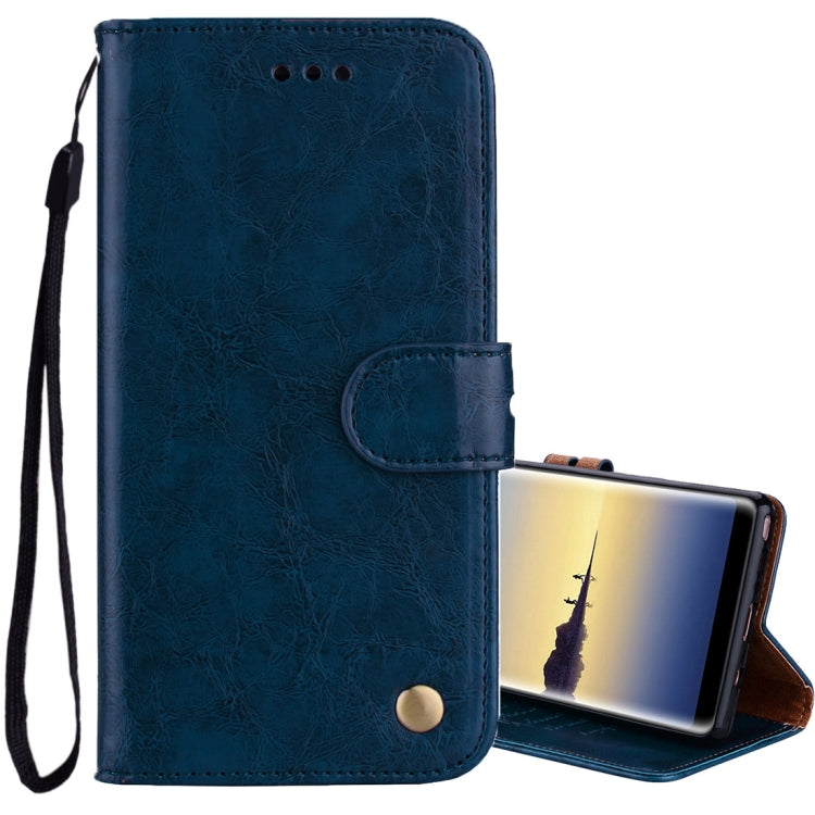 For Samsung Galaxy Note 8 Business Style Oil Wax Texture Horizontal Flip Leather Case with Holder & Card Slots & Wallet(Blue) - More Brand by buy2fix | Online Shopping UK | buy2fix