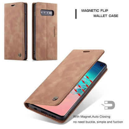 CaseMe-013 Multifunctional Retro Frosted Horizontal Flip Leather Case for Galaxy S10, with Card Slot & Holder & Wallet (Brown) - Galaxy Phone Cases by CaseMe | Online Shopping UK | buy2fix