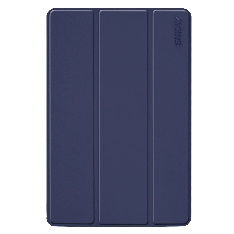 ENKAY High Quality PU Leather + Plastic Bottom Smart Case with Three-folding Holder for Samsung Galaxy Tab S5e 10.5 T720 / T725(Dark Blue) - Tab S5E 10.5 T720 / T725 by ENKAY | Online Shopping UK | buy2fix