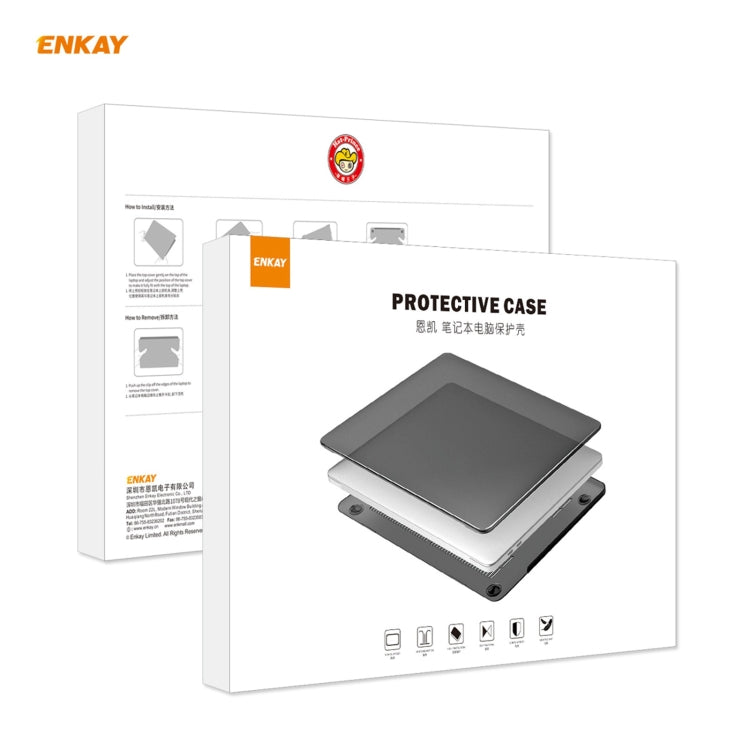 ENKAY 3 in 1 Matte Laptop Protective Case + EU Version TPU Keyboard Film + Anti-dust Plugs Set for MacBook Pro 13.3 inch A1706 / A1989 / A2159 (with Touch Bar)(Black) - MacBook Pro Cases by ENKAY | Online Shopping UK | buy2fix