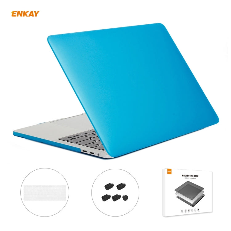 ENKAY 3 in 1 Matte Laptop Protective Case + US Version TPU Keyboard Film + Anti-dust Plugs Set for MacBook Pro 13.3 inch A1708 (without Touch Bar)(Light Blue) - MacBook Pro Cases by ENKAY | Online Shopping UK | buy2fix