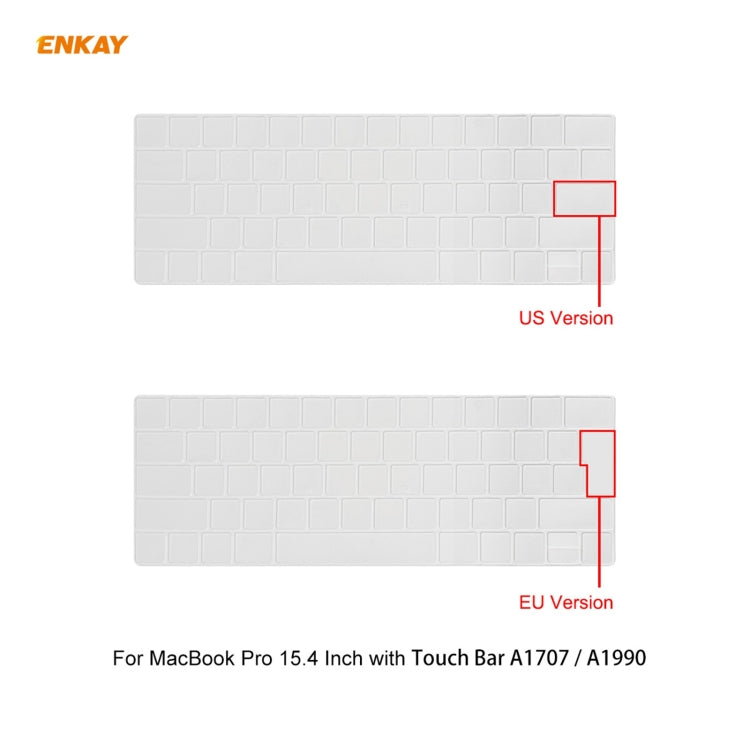 ENKAY 3 in 1 Matte Laptop Protective Case + US Version TPU Keyboard Film + Anti-dust Plugs Set for MacBook Pro 15.4 inch A1707 & A1990 (with Touch Bar)(White) - MacBook Pro Cases by ENKAY | Online Shopping UK | buy2fix