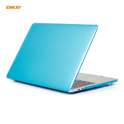 ENKAY 3 in 1 Crystal Laptop Protective Case + US Version TPU Keyboard Film + Anti-dust Plugs Set for MacBook Pro 15.4 inch A1707 & A1990 (with Touch Bar)(Light Blue) - MacBook Pro Cases by ENKAY | Online Shopping UK | buy2fix