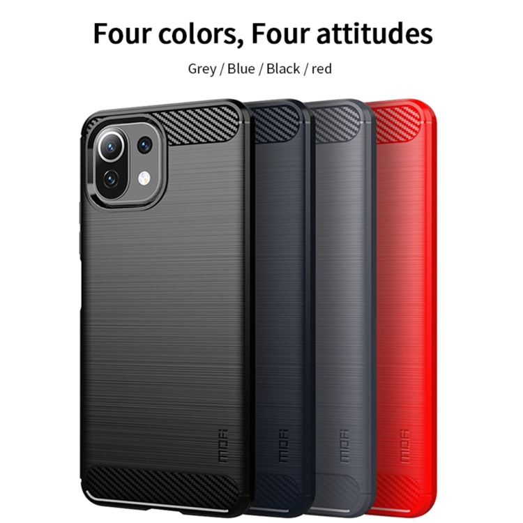 For Xiaomi Mi 11 Lite MOFI Gentleness Series Brushed Texture Carbon Fiber Soft TPU Case(Black) - Xiaomi Cases by MOFI | Online Shopping UK | buy2fix