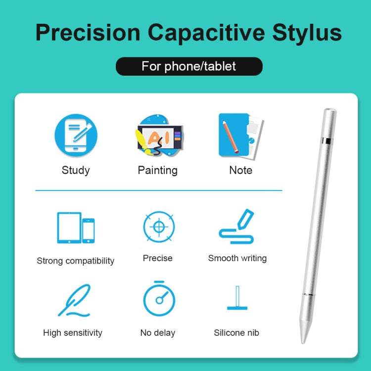 AT-25 2 in High-precision Mobile Phone Touch Capacitive Pen Writing Pen(Silver) - Stylus Pen by buy2fix | Online Shopping UK | buy2fix