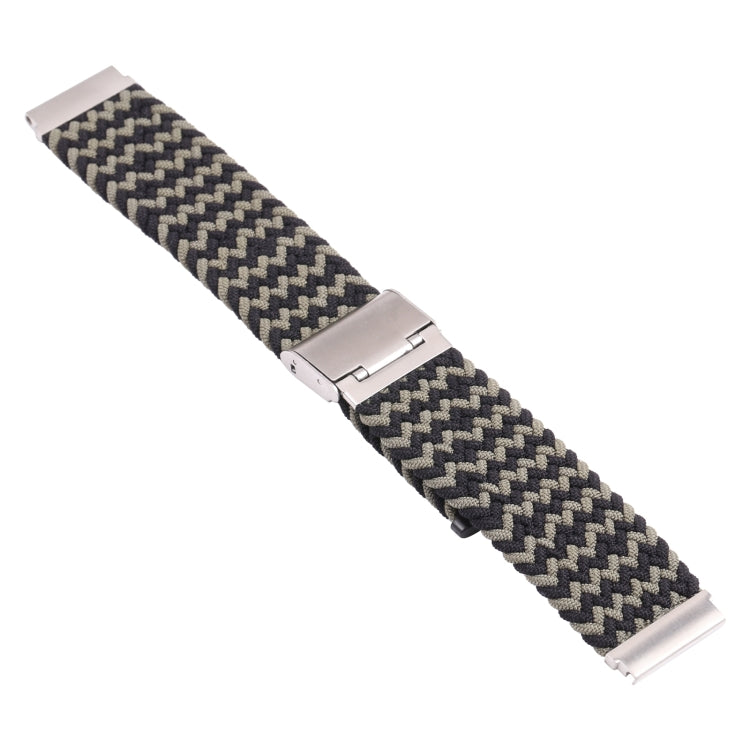 For Samsung Galaxy Watch 4 / Watch 5 20mm Nylon Braided Metal Buckle Watch Band(W Black Green) - Watch Bands by buy2fix | Online Shopping UK | buy2fix