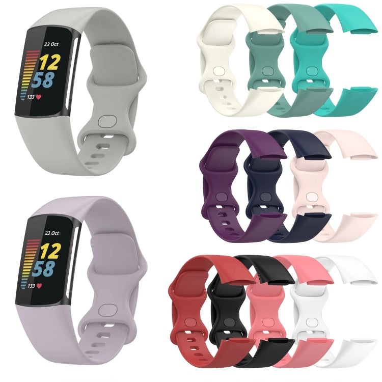 For Fitbit Charge 5 Monochromatic Silicone Watch Band, Size：Large Size(White) - Watch Bands by buy2fix | Online Shopping UK | buy2fix