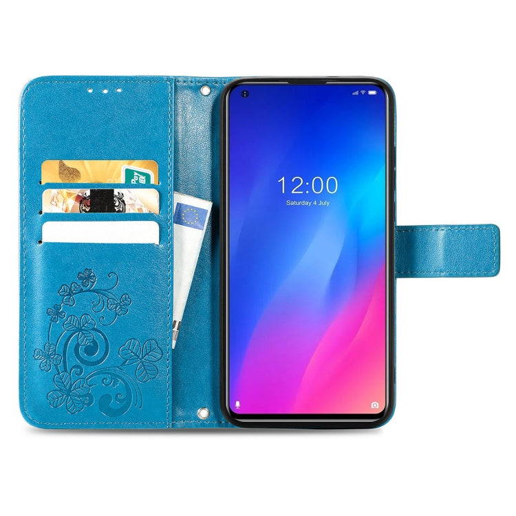 For Doogee N30 Four-leaf Clasp Embossed Buckle Mobile Phone Protection Leather Case(Blue) - More Brand by buy2fix | Online Shopping UK | buy2fix