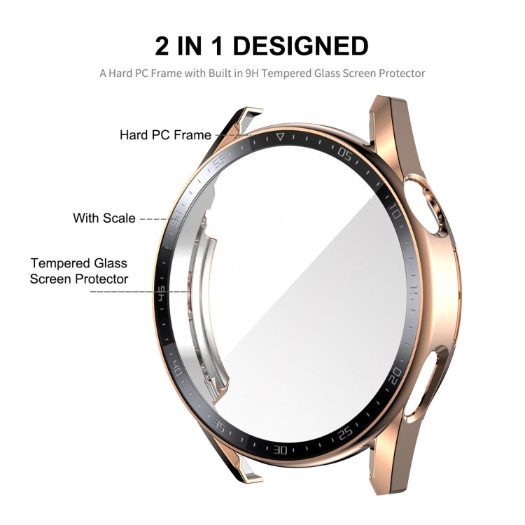 For Huawei Watch GT 3 46mm ENKAY PC Frame + Tempered Glass Protector Case With Scale(Rose Gold) - Watch Cases by ENKAY | Online Shopping UK | buy2fix