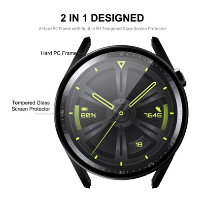 For Huawei Watch GT 3 46mm ENKAY Matte PC Frame + Tempered Glass Protector Case(Black) - Watch Cases by ENKAY | Online Shopping UK | buy2fix