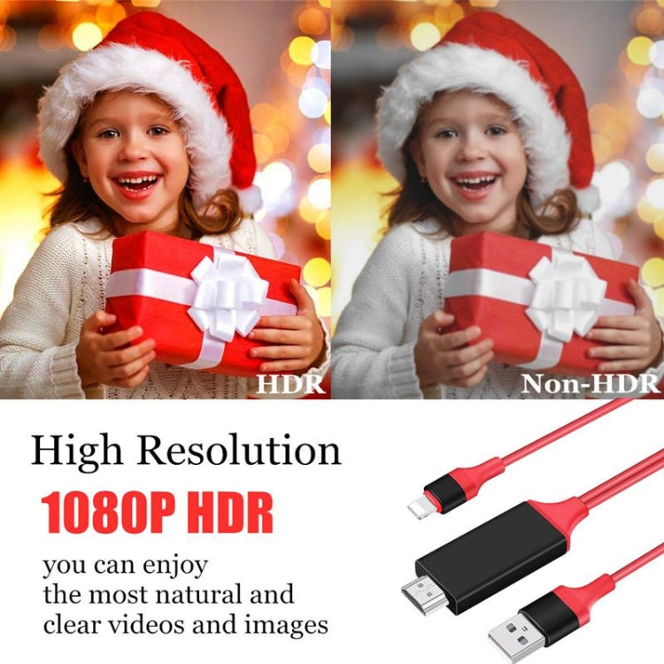 2m 1080P 8 Pin to HDMI Adapter Cable, Compatible with iPhone to HDMI Adapter(Black) - Video & Audio Cable by buy2fix | Online Shopping UK | buy2fix