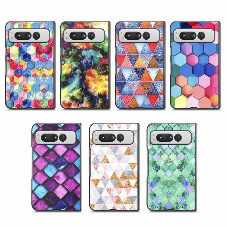 For Google Pixel Fold Colored Drawing Leather Skin Back Cover Phone Case(Rhombus) - Google Cases by buy2fix | Online Shopping UK | buy2fix