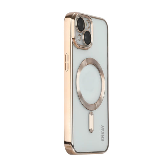 For iPhone 13 ENKAY Electroplated MagSafe Shockproof TPU Phone Case with Lens Film(Gold) - iPhone 13 Cases by ENKAY | Online Shopping UK | buy2fix