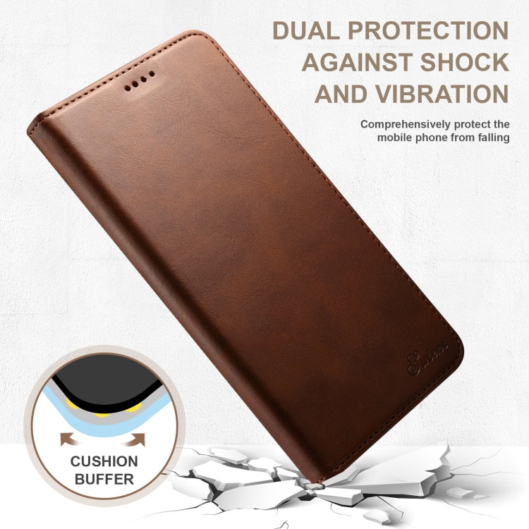 For Samsung Galaxy S23 Ultra 5G Suteni Calf Texture Horizontal Flip Leather Phone Case(Brown) - Galaxy S23 Ultra 5G Cases by Suteni | Online Shopping UK | buy2fix