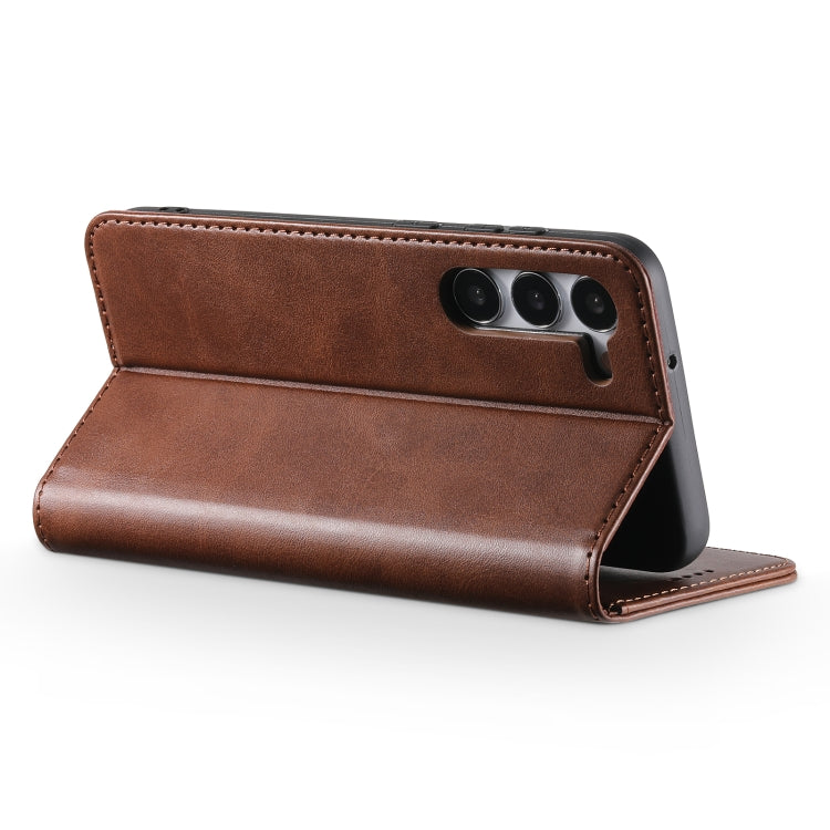 For Samsung Galaxy S24 5G Suteni Calf Texture Horizontal Flip Leather Phone Case(Brown) - Galaxy S24 5G Cases by Suteni | Online Shopping UK | buy2fix