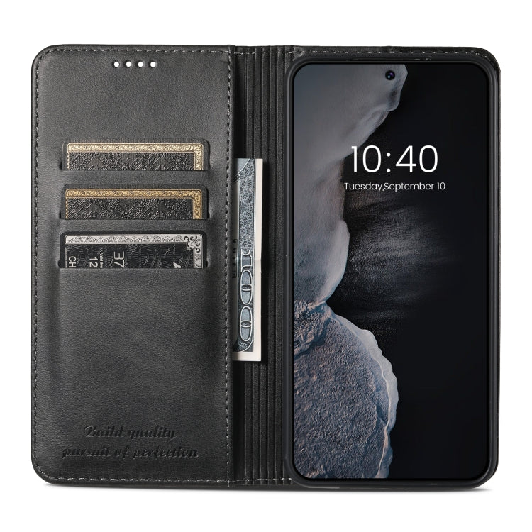 For Samsung Galaxy S24 Ultra 5G Suteni Calf Texture Horizontal Flip Leather Phone Case(Black) - Galaxy S24 Ultra 5G Cases by Suteni | Online Shopping UK | buy2fix