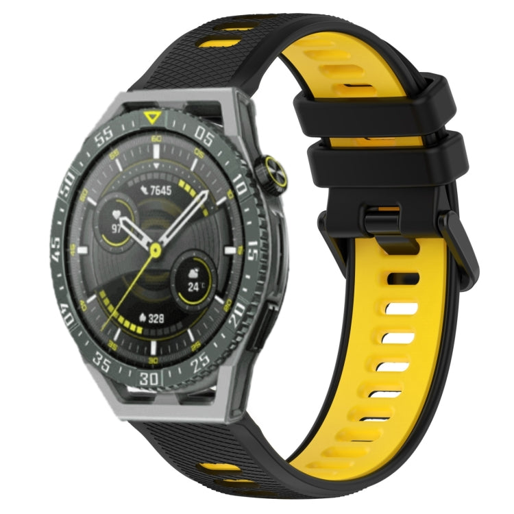 For Huawei Watch GT3 SE 22mm Sports Two-Color Silicone Watch Band(Black+Yellow) - Watch Bands by buy2fix | Online Shopping UK | buy2fix