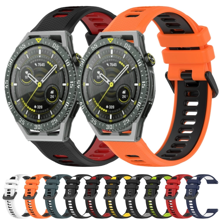 For Honor Watch GS Pro 22mm Sports Two-Color Silicone Watch Band(Olive Green+Black) - Watch Bands by buy2fix | Online Shopping UK | buy2fix