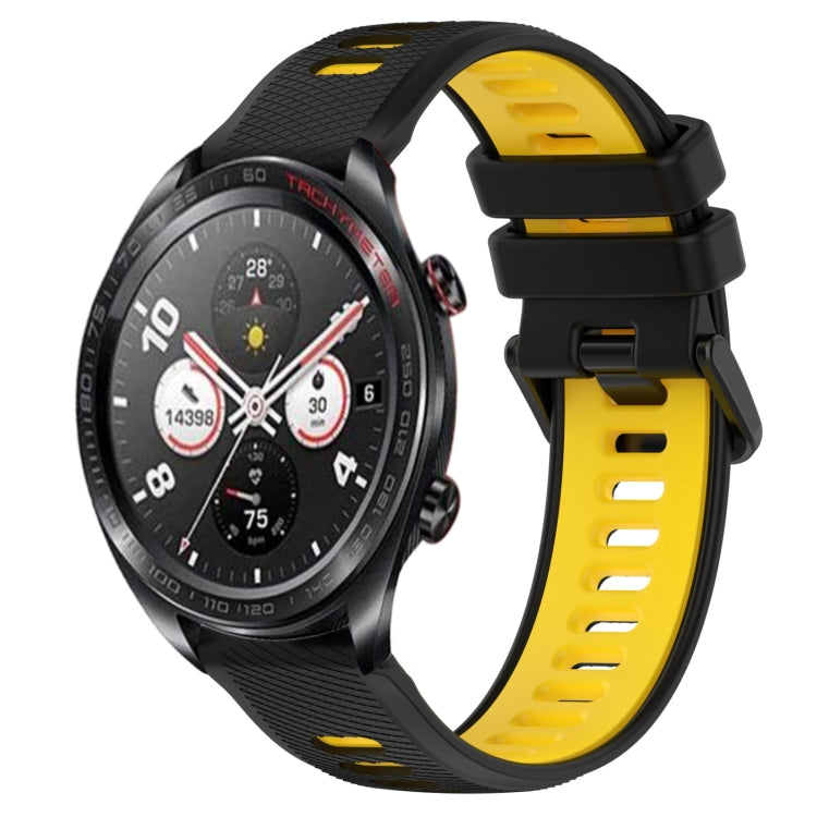 For Honor Watch Dream 22mm Sports Two-Color Silicone Watch Band(Black+Yellow) - Watch Bands by buy2fix | Online Shopping UK | buy2fix