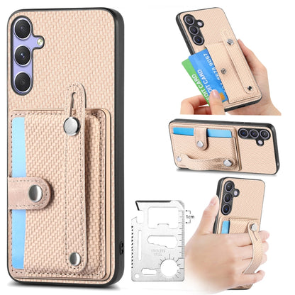 For Samsung Galaxy S25+ 5G Wristband Kickstand Wallet Back Phone Case with Tool Knife(Khaki) - Galaxy S25+ 5G Cases by buy2fix | Online Shopping UK | buy2fix