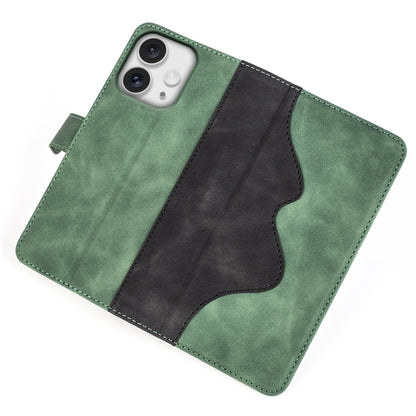 For iPhone 16 Pro Stitching Horizontal Flip Leather Phone Case(Green) - iPhone 16 Pro Cases by buy2fix | Online Shopping UK | buy2fix