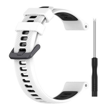 For Garmin Fenix 5 Sports Two-Color Silicone Watch Band(White+Black) - Watch Bands by buy2fix | Online Shopping UK | buy2fix